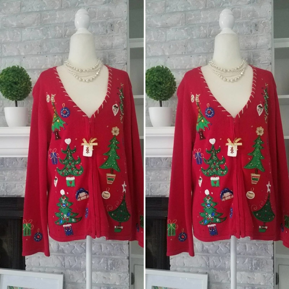 Rare vintage 1980s ugly Christmas sweater cardigan